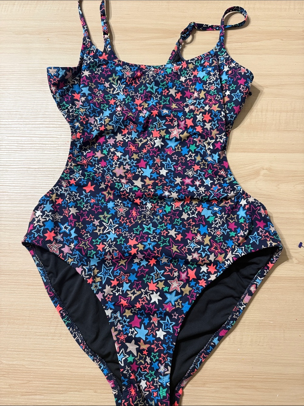 J. Crew Navy One-Piece Swimsuit with Multicolor Star Print